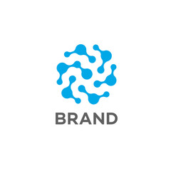 Obraz premium Abstract Blue Circular Brand Logo Design Molecular Structure