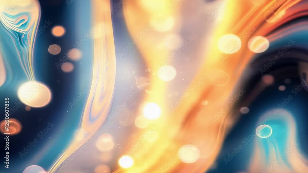 Poster colorful light trails with sparkling bokeh in abstract background.