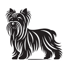Dynamic Yorkshire Terrier silhouette showcasing its graceful posture - Yorkshire Terrier illustration - minimal Yorkshire Terrier vector - dog silhouette

