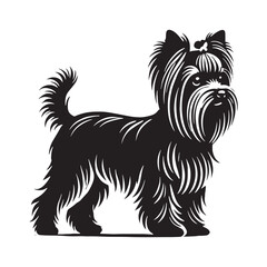 Playful Yorkshire Terrier silhouette showing its energetic nature - Yorkshire Terrier illustration - minimal Yorkshire Terrier vector - dog silhouette
