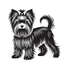 Yorkshire Terrier silhouette emphasizing its adorable small frame - Yorkshire Terrier illustration - minimal Yorkshire Terrier vector - dog silhouette
