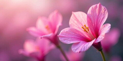 Fototapeta premium Delicate Pink Blossoms in Soft Sunlight, a Close-Up View of Nature's Beauty