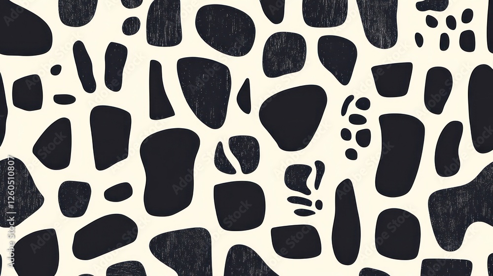Poster seamless pattern with abstract organic shapes and textured details