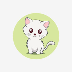 White cat with a yellow circle around it