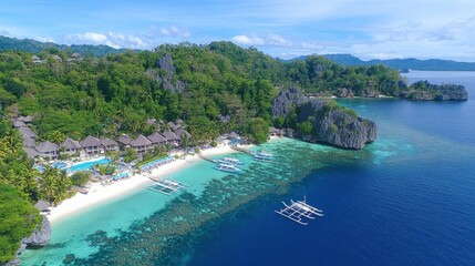 Obraz premium Tropical Island Resort Beach Paradise Coastal View