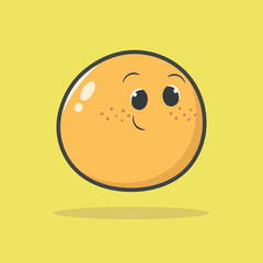 Orange with a smiley face on a yellow background