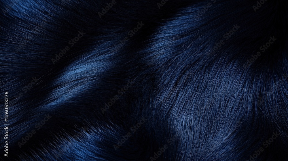 Poster a close-up view of lush, dark blue textured fur, highlighting the mesmerizing patterns and depth of 