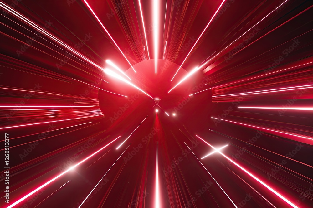 Poster mysterious ruby red background with radiant light rays and intricate patterns