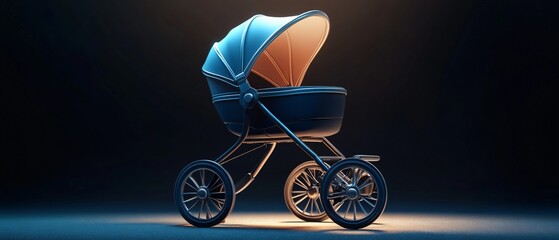 Intricate Baby Stroller Icon Depicting Advanced Realism