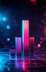 Highly Detailed 3D Bar Graph Icon Illustrating Statistics