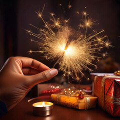 Festivals & Celebrations  Holding sparklers, gift wrapping..