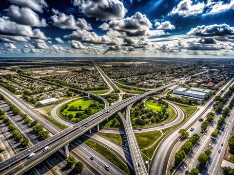 Fototapeta McAllen, Texas Street Map: Urban Exploration Black & White Aerial Photography