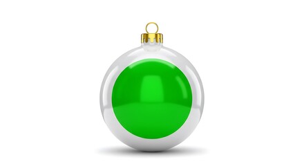 Shiny Green Christmas Ball Ornament on White Background Decoration