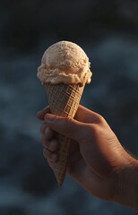 Close-Up Image of a Hand Enjoying an Ice-Cream Cone