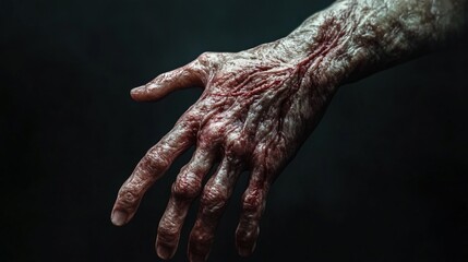 Close-up of Human Hand on Black Background