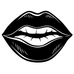 Human lips grimace slightly vector illustration