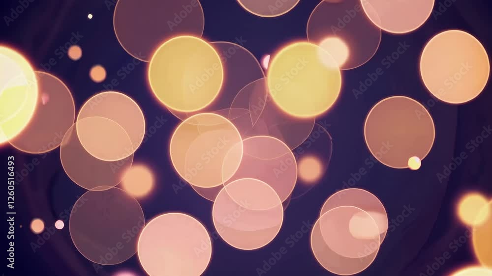 Poster bokeh light effect with glowing circles, abstract blurred background. festive and artistic concept