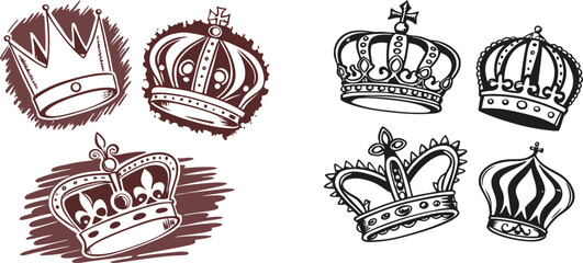 King Crown Icon set vector