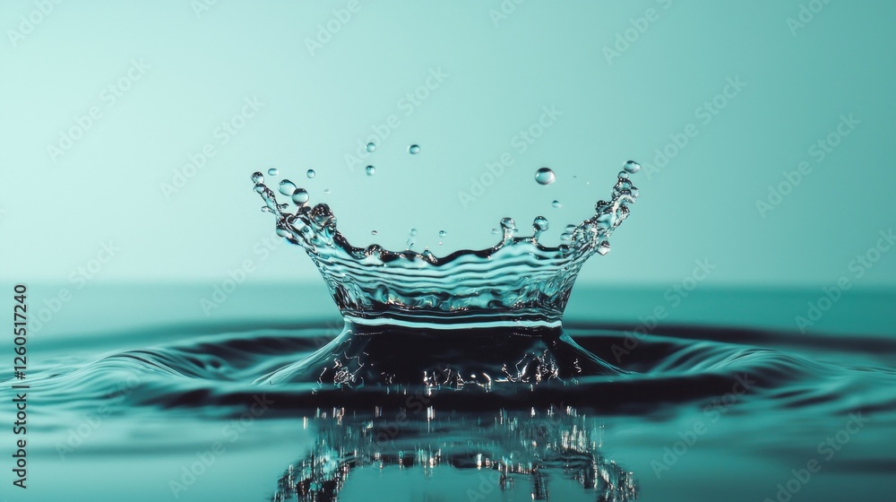 Poster a vibrant splash forms as water droplets collide, sending ripples across a tranquil blue surface. th