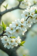 Delicate white flowers adorn the branches of a majestic tree, delicate flowers, tree blossoms, floral arrangement