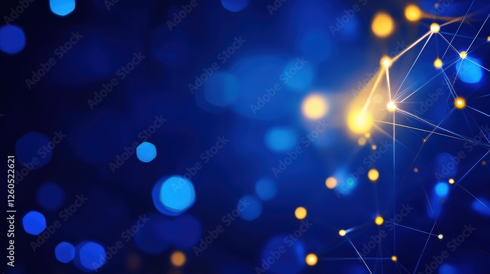 Aufkleber abstract technology background featuring bright dots and connecting lines on a deep blue backdrop, s