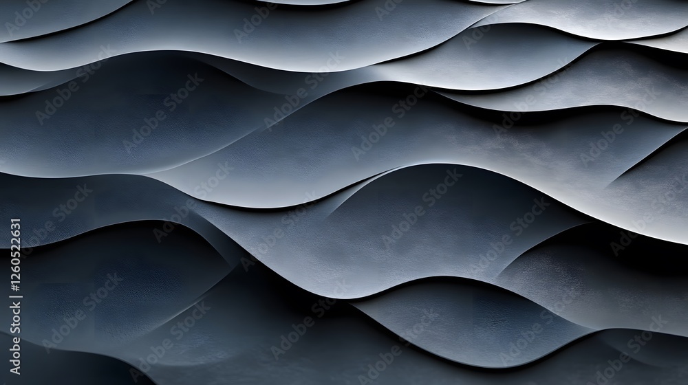 Poster close up of wave pattern and dynamic flat shaded 3d surface design under studio lighting