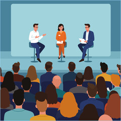 Panel Discussion on Stage with Audience at Conference or Seminar