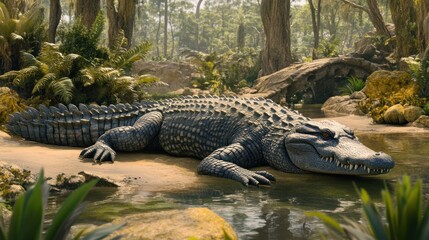 Majestic Alligator in Lush Tropical Habitat