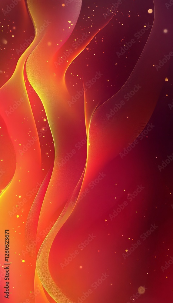 Poster abstract red flowing lines with bright light source, speed effect, radiant and sharp lines
