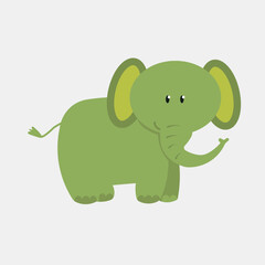 Vector elephant cartoon character on white background