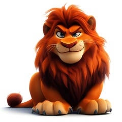 Proud lion, cartoon style, white background, animation