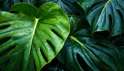 Luxurious tropical leaf texture with intricate abstract green patterns – Stunning nature-inspired background perfect for desktop wallpapers, digital designs, and creative projects 