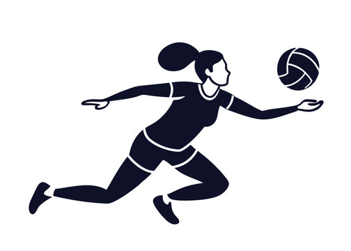 dark volleyball player serving ball clip art preview