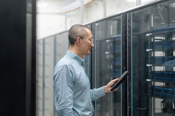 asian engineer working in database