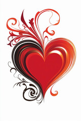 Colorful heart design with swirling patterns