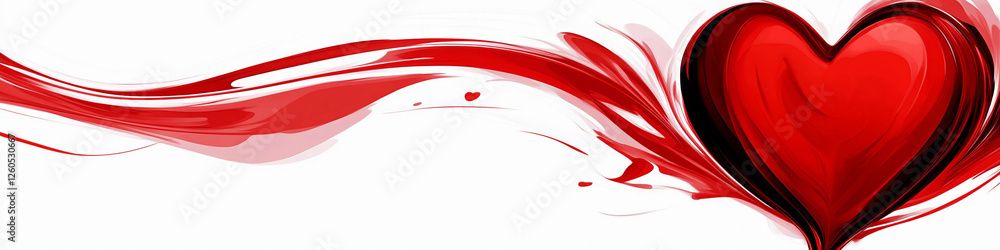 Poster heart design with red fluid shapes creating a vibrant feeling