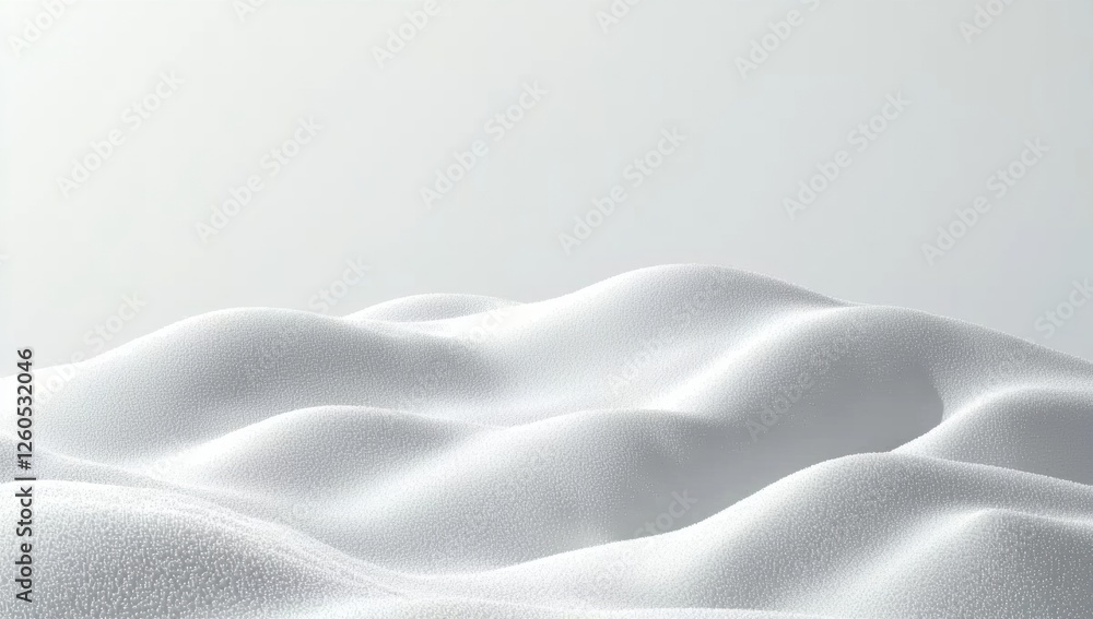 Poster Soft, rounded snow hills create an abstract composition on a white background, highlighting texture and form in a minimalist style