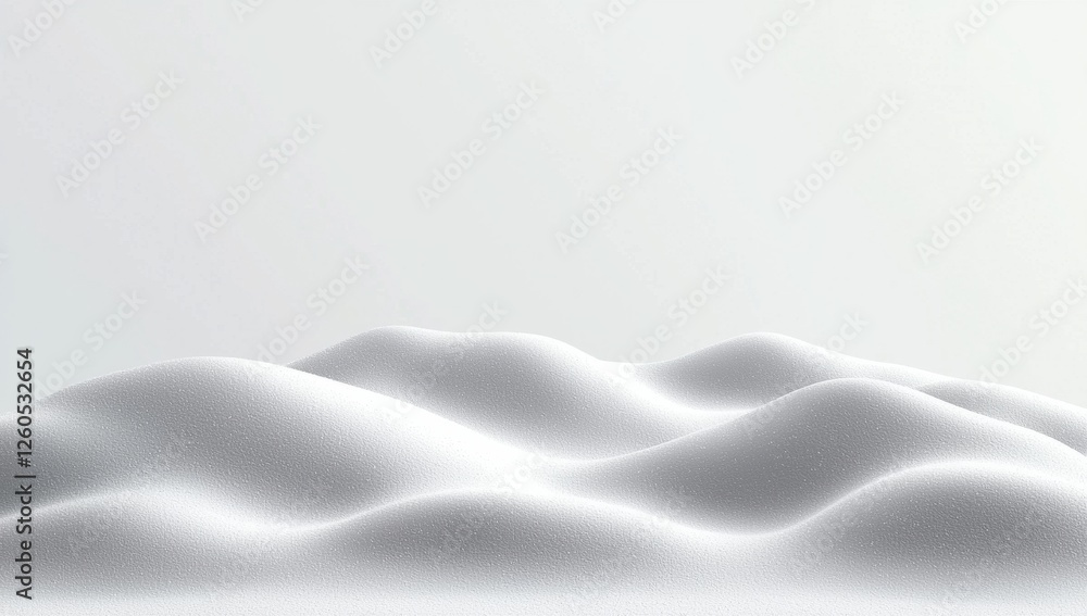 Aufkleber large pile of snow creates an abstract composition with soft, rounded hills on a white background, h