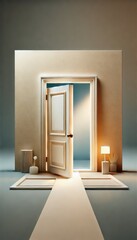 A concept representing an invitation with an open front door.
