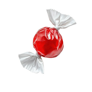 Bonbon verpackt in rotem Bonbonpapier 