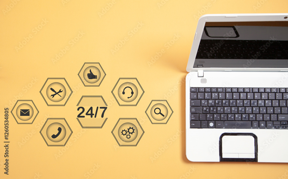 Canvas Prints concept of 24/7 hours online service.