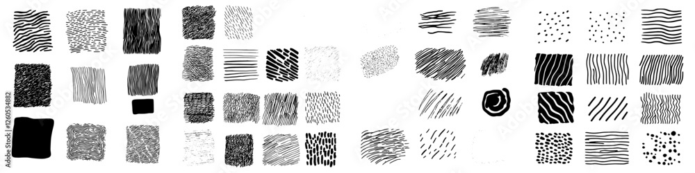 Poster a modern set featuring hatching textures, cross lines, and a canvas pattern background is presented