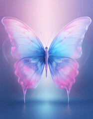 pink butterfly on blue sky background