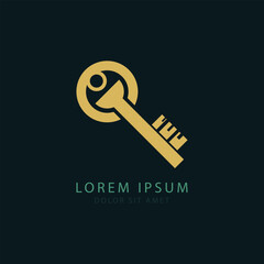 Simple Key Logo Vector Illustration, Isolated on Dark Background