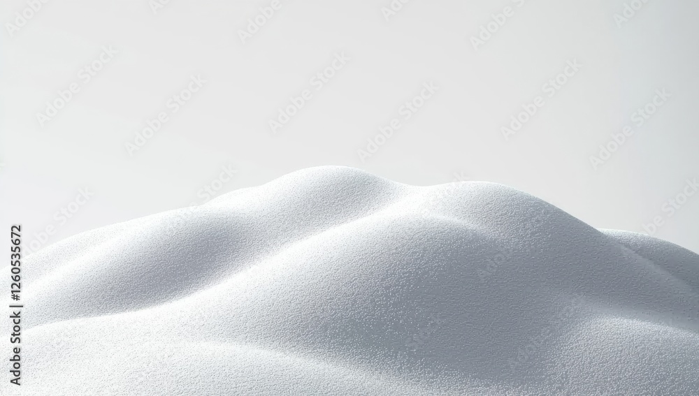 Aufkleber hyperrealistic depiction of a gently rolling snowy hill, showcasing a simple and minimalistic design