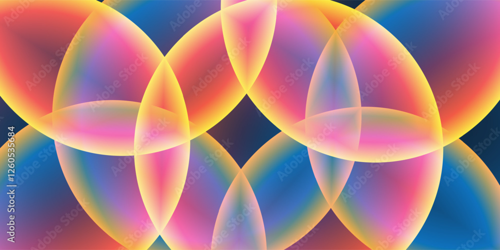 Poster abstract background, header or banner design with large red, orange, yellow and blue overlaying glob