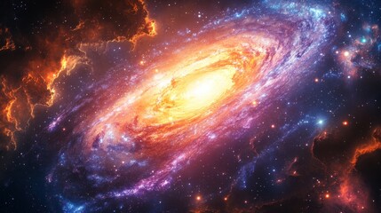 Abstract vibrant galaxy with swirling cosmic energy. Featuring colorful star formations and dynamic nebulae. Emphasizing galactic beauty and motion. Ideal for space and artistic-themed designs.