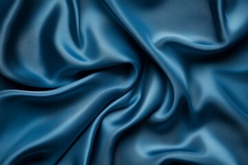 Obraz premium Luxurious blue silk fabric with flowing waves. AI generated