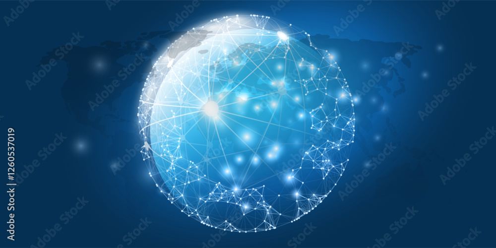 Poster abstract dark blue futuristic cloud computing, global network structure and telecommunication design