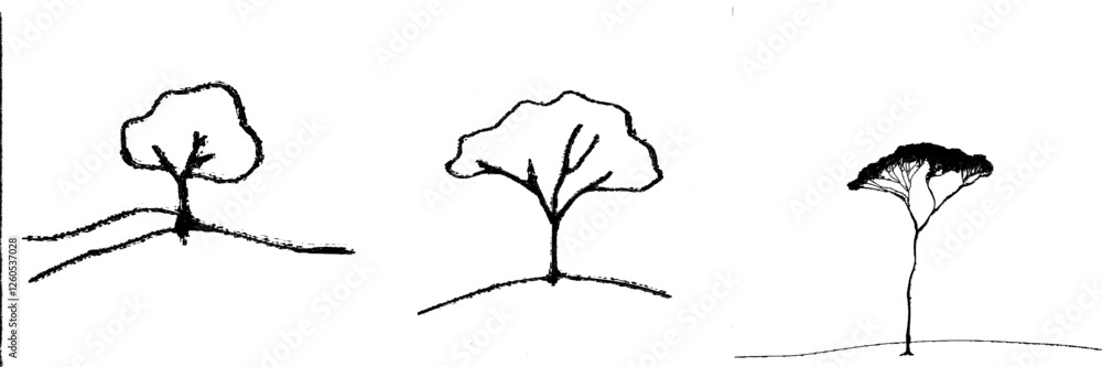 Aufkleber a minimalist illustration of an abstract tree is presented in a continuous line art drawing style, s